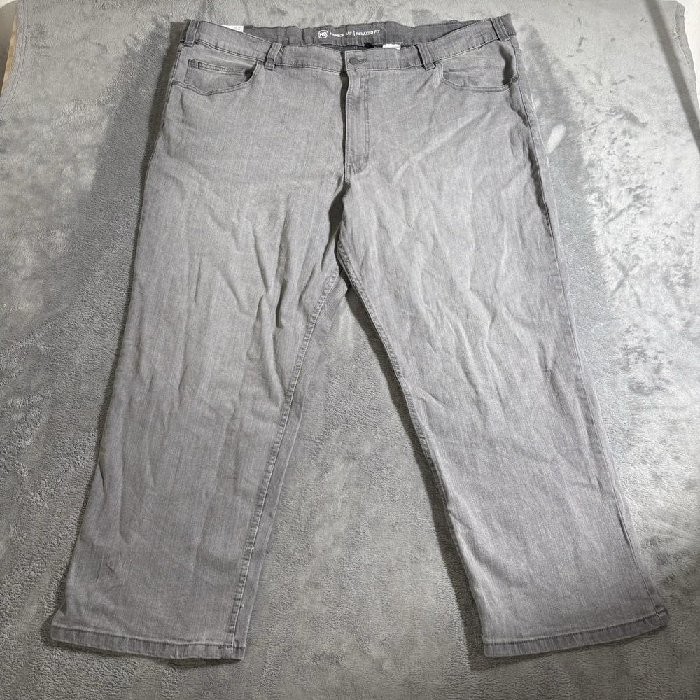 NWT Harbor Bay Jeans Men 46x28 Grey Wash Relaxed Fit Denim Cotton Stretch